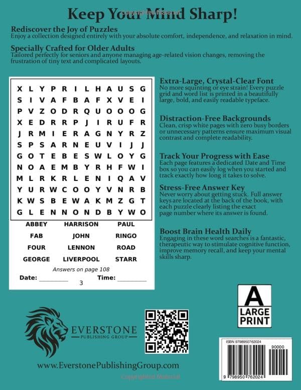 The 'Decades' Series 1960s Word Search: Over 100 Puzzles in Extra Large Print | Relaxing Word Search Puzzle Book for Adults and Seniors | Large Print ... Strain | Giant and Fun Word Find for Adults by Everstone Publishing Group