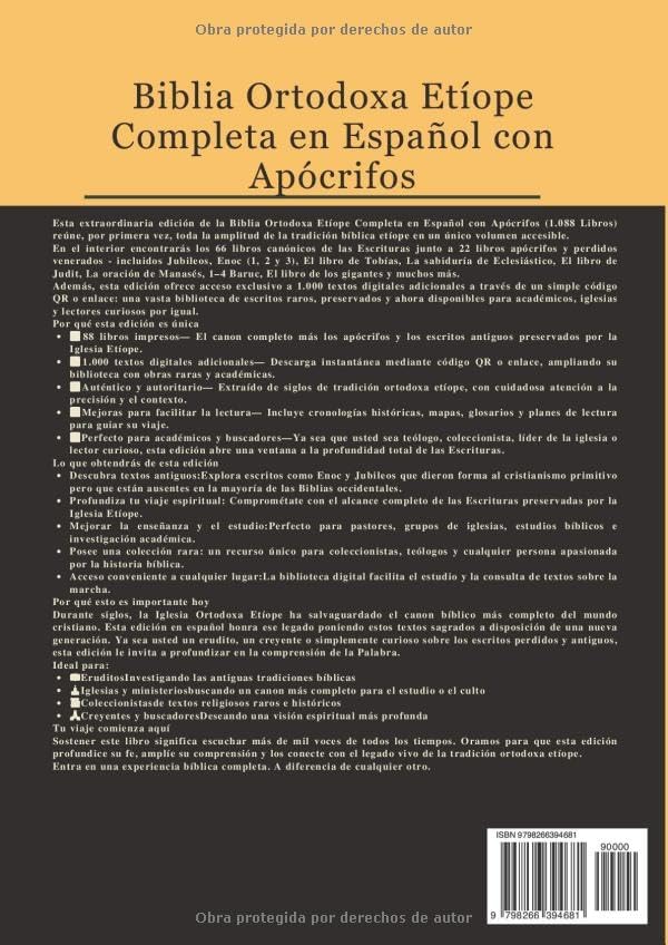 Biblia Ortodoxa Etíope Completa en Español con Apócrifos (1088 Libros) (Spanish Edition) by Anonymous