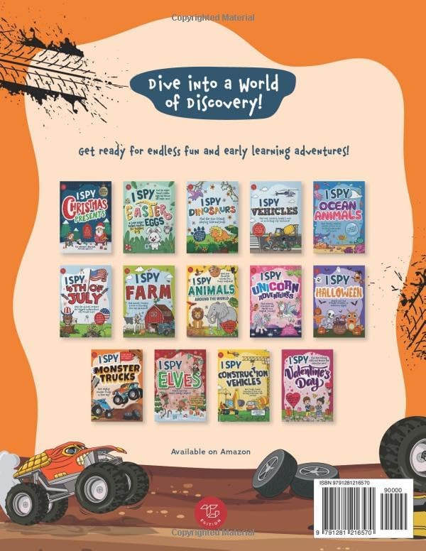 I Spy Monster Trucks: Spot Mighty Monster Trucks on Race Day! A Cute Search and Find Book for Toddlers (I Spy Books for Toddlers) by Marlies Larch