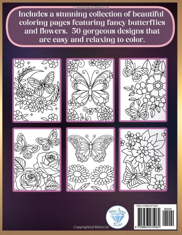 Bold and Easy Large Print Coloring Book for Adults and Seniors: Relaxing Butterflies and Flowers by BJB Publishing