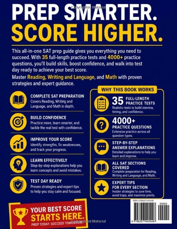 SAT Test Prep: The Complete & Up-to-Date Prep Book with Full-Length Practice Tests, Test-Ready Practice Questions & Step-by-Step Explanations to Ace the Digital SAT by Optimal Prep Publishing