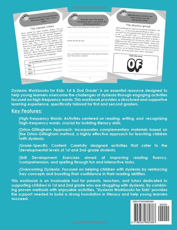 Dyslexia Workbooks for Kids 1st 2nd Grade: overcoming dyslexia. Complementary Orton Gillingham Materials. Black & White Edition.: High frequency words by Adele U. Watters