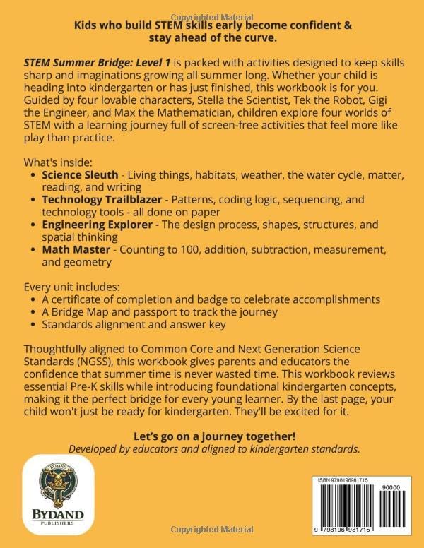 STEM Summer Bridge Level 1: A Kindergarten Readiness Workbook for Science, Technology, Engineering, and Math by Bydand Publishers