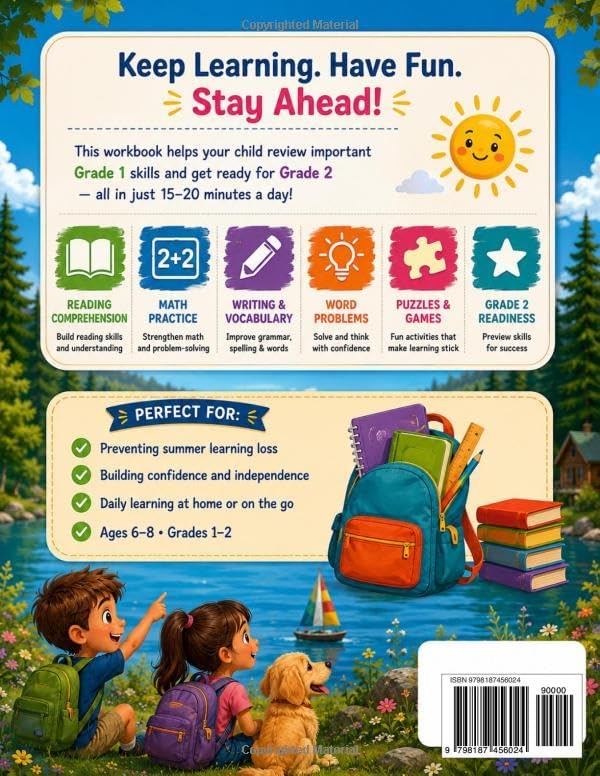 Summer Bridge High School Workbook Grade 1 to 2: A 10-Week Summer Learning Activity Book with Reading, Math, Phonics, Writing, Vocabulary, Word ... Puzzles, and Grade 2 Readiness Practice by Dr Paige Racheal