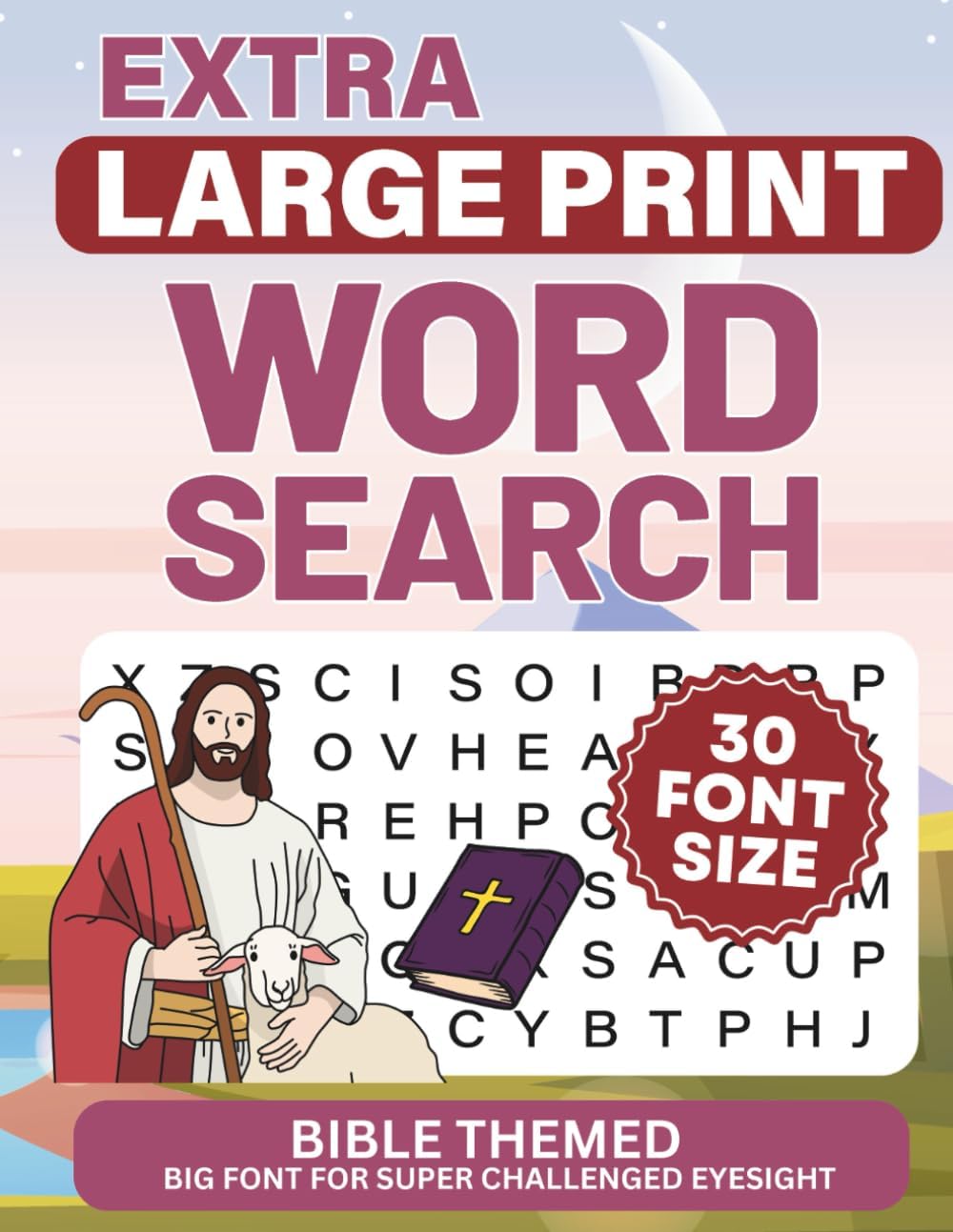 Extra Large Print Word Search: Jumbo Big Letters Puzzle Book for Seniors and Adults | Bible Themed with Interesting Facts & Solutions (Font size 30) ... for Visually Impaired Adults and Seniors) by Margaret Clarke
