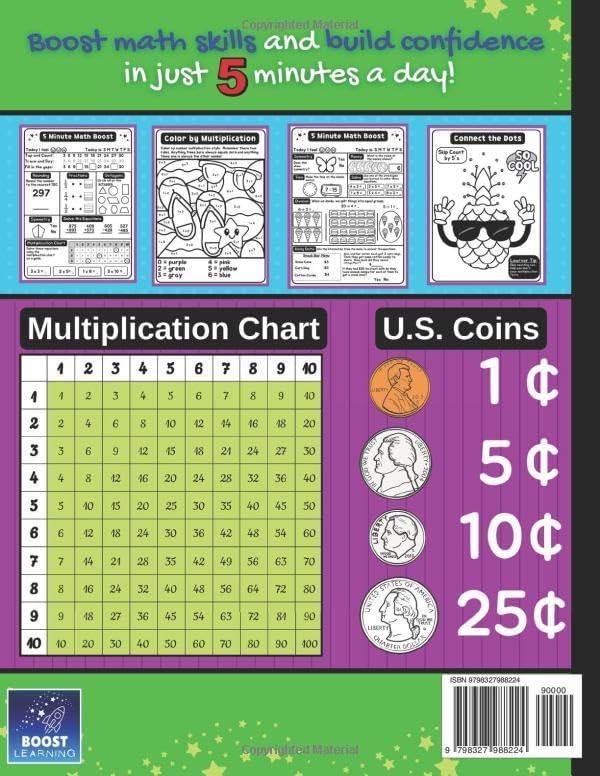 5 Minute Math: The Summer Before 3rd Grade: 2nd to 3rd Grade Math Workbook by Boost Learning
