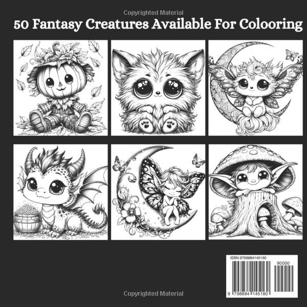 Adorable Fantasy Creatures Coloring Book For Adults: Magical Fantasy Creatures Coloring Book for Relaxation and Stress Relief by Mizo Tyler