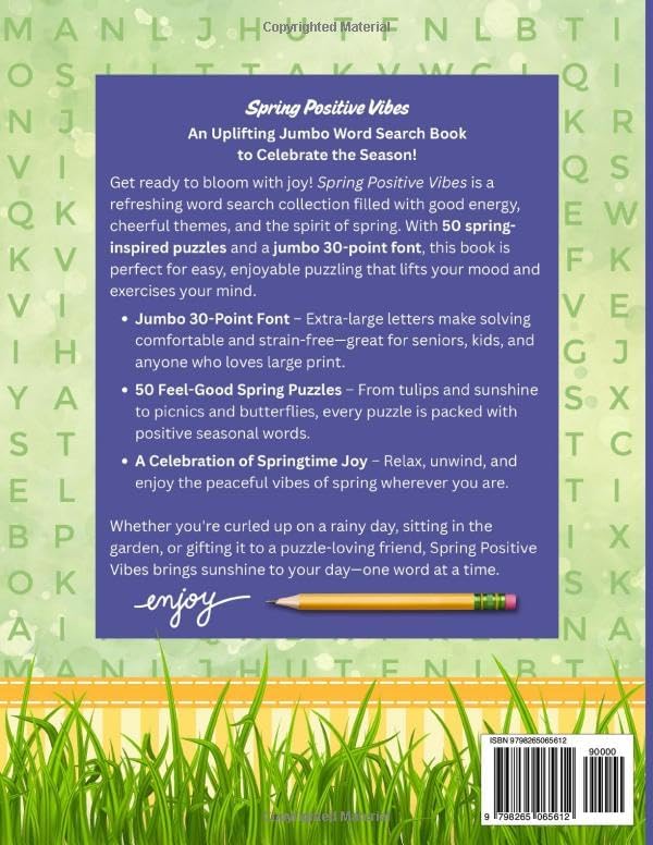 30 Font Word Search Book For Seniors: Cozy Spring Positive Vibes / Extra Large Print / Jumbo Letters - Easy To Read / 50 Themed Puzzles With Easter - ... - Seasonal Fun (Jumbo Font Word Searches) by Lexi Letterly Wordsworth