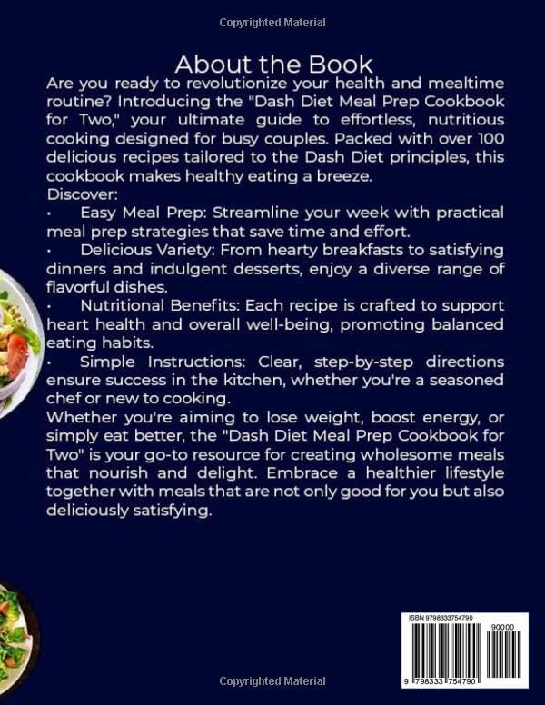 DASH DIET MEAL PREP FOR TWO: Effortless 28 Days Meal Prep Plan and Delicious Recipes for Heart-Healthy Eating by Clara J. Null