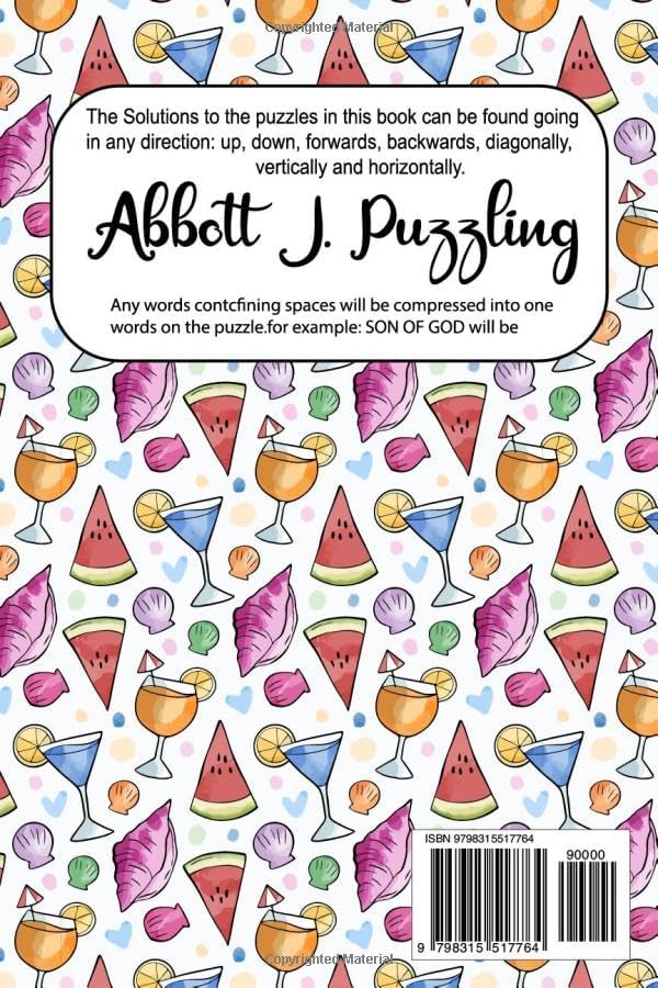 Summer Word Search Large Print For Adults: 1800+ Words - 88 Summer Themed Word Find Puzzle Book For Seniors & Teens (word search with solutions) by Abbott J. Puzzling
