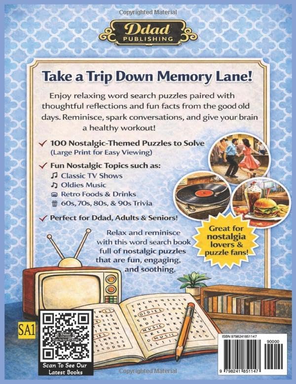Nostalgia Word Search: Relaxing Large Print Puzzles with Reflections & Fun Facts for Adults & Seniors by Ddad Publishing