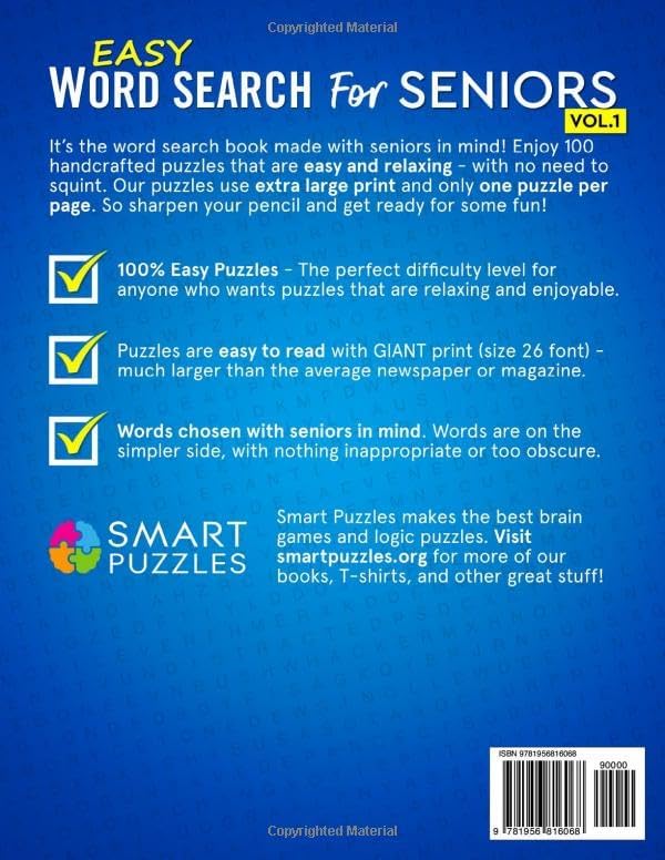 Easy Word Search For Seniors: Extra Large Print & One Puzzle Per Page - Vol. 1 by Travis Davis