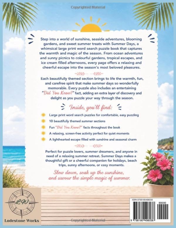 Relaxing Summer Word Search: Large print word search for adults (Relaxing Word Search) by Lodestone Works