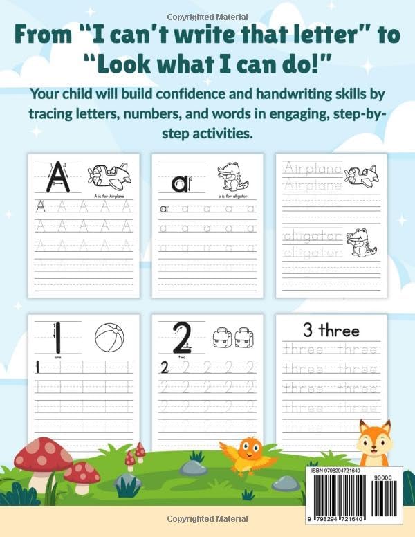 Letter Tracing for Kids ages 3-5: Trace Letters A–Z and Numbers 0–10 for Preschool and Kindergarten Handwriting Practice by Grace Ruell