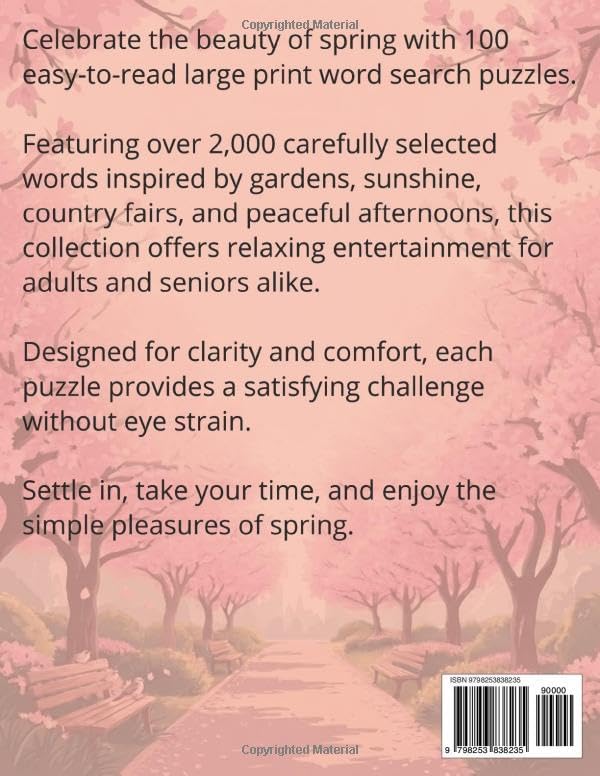Spring Word Search for Seniors | 100 Easy Large Print Spring Puzzles: Word Find Puzzles Activity Book Retirement Gift for Adults, Easter Basket ... Relaxing Seasonal Cognitive Brain Word Games by Annie Fields