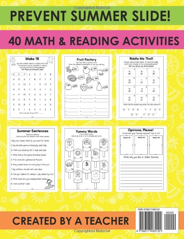 Summer Workbook for 3rd Grade: Summer Before Third Grade School Workbook: Bridging Second Grade to Third Grade for Kids Ages 6 - 7 40 Math and ... Subtraction, Time, Money, Punctuation by Molly Lynch