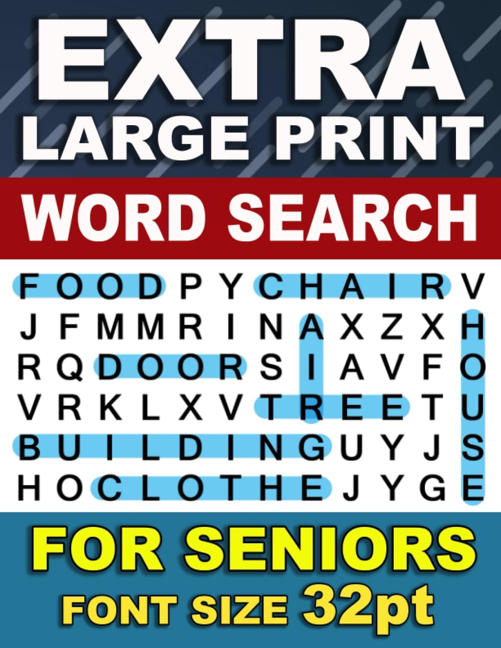Extra Large Print Word Search For Seniors: 50 Puzzles With Solutions: Jumbo Word Search Puzzles: (Large Font Size 32pt) by NavZ Books
