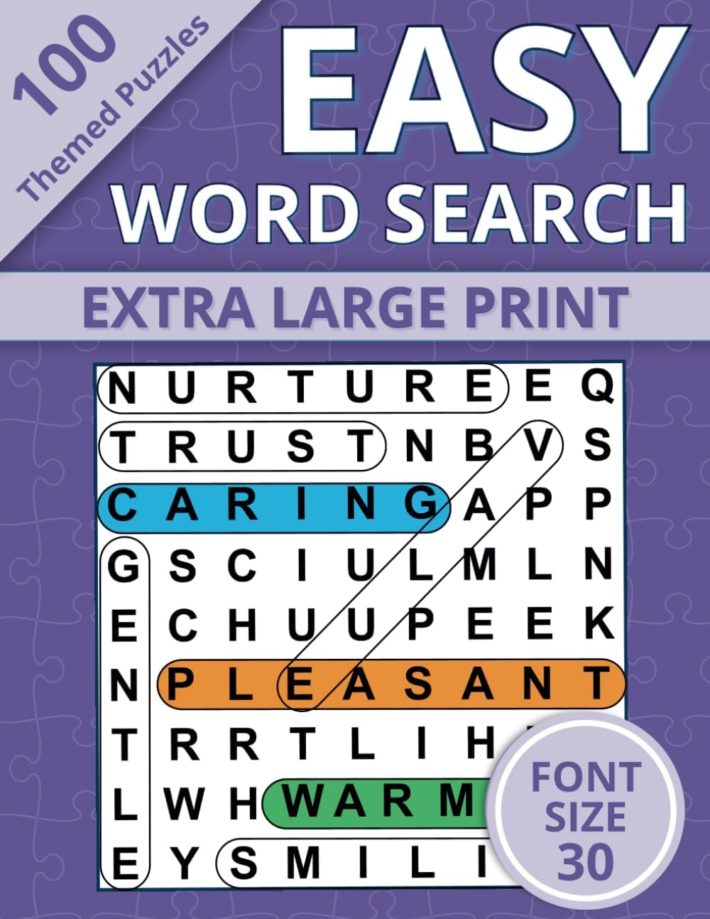 Extra Large Print Word Search: Easy Word Find Book For Seniors & Adults; 100 Themed Puzzles With Very Big Letters (Jumbo 30 Pt Font Size) - Anti Eye ... Letters (30 Font Size) To Have Fun And Relax) by Happytude Press
