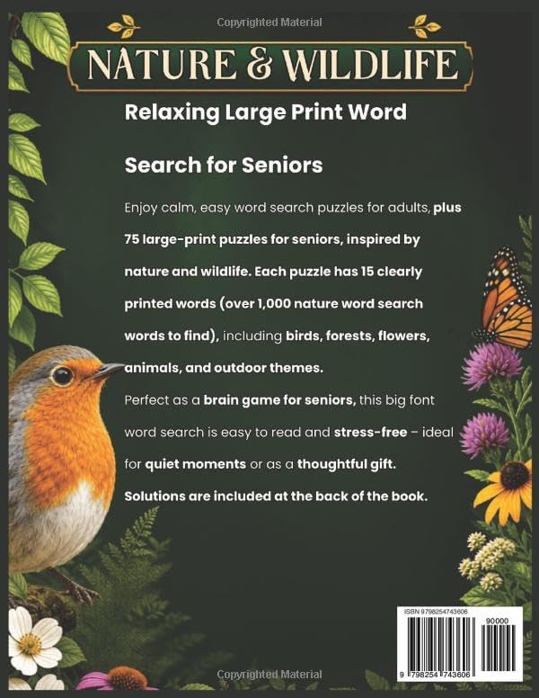 LARGE PRINT WORD SEARCH FOR SENIORS - NATURE & WILDLIFE: Easy-to-Read Puzzles with Birds, Forests, Flowers, Animals, and Outdoor Themes by Lidia Nedzewicz