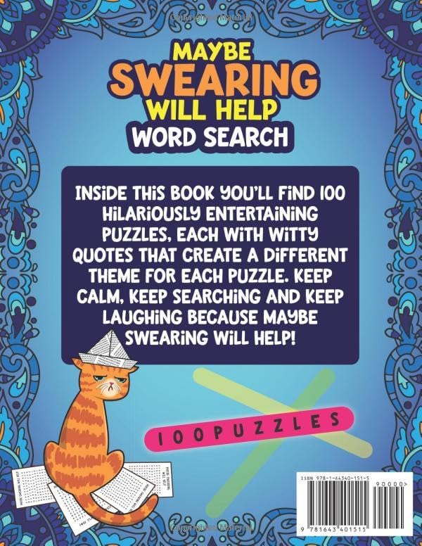 Maybe Swearing Will Help Word Search: Puzzle Book for Adults 100 Searches with Swear Words, Funny Sayings and Puns - Hilarious Stress Relieving Mind Game Activity by Nyx Spectrum