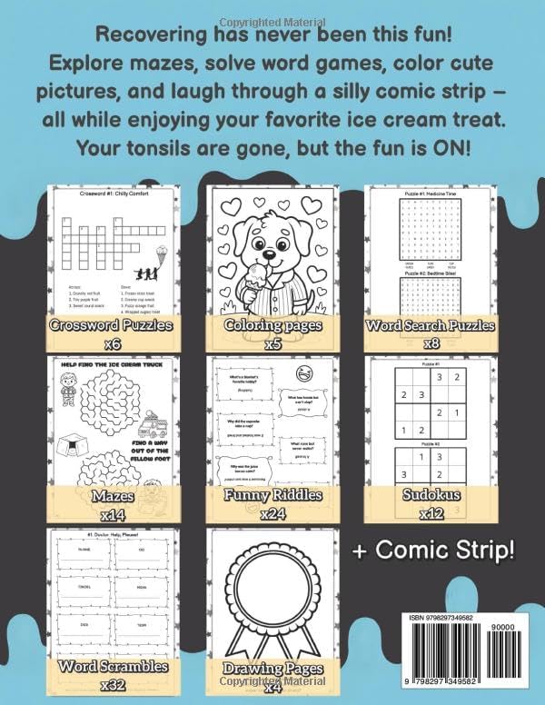 Tonsil Surgery Activity Book for Kids: Fun Recovery Puzzles, Coloring & Games - Tonsillectomy Recovery Gifts and Essentials for Kids | Tonsils Out Get Well Surprise (Recovery Series) by Estoria Press