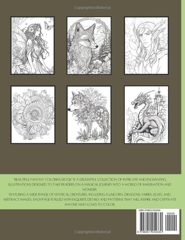 Beautiful Fantasy Coloring Book: An Adult Coloring Book for Stress Relief Featuring Fairies, Elves and Dragons (Beautiful Coloring Books) by Hector Pellot
