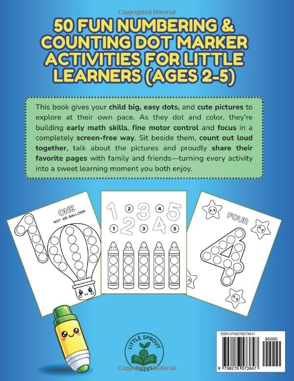 Dot Markers Activity Book – Numbers & Counting for Toddlers & Preschoolers Ages 2–5: 50 fun, screen-free early math activities with big guided dots ... ACTIVITY BOOKS - TODDLERS & PRESCHOOLERS) by Little Sprout Press