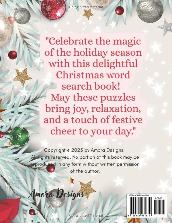 Christmas Word Search for Seniors: Large Print 50+ Word Search Festive Themed Fun by Amora Designs