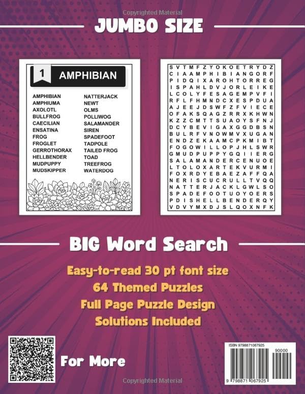 Extra Large Print Word Search Puzzles For Seniors & Adults: Jumbo Themed Word Search Book With Very Big Letters (Font Size 30 Pt) | Supersized For ... Games with Big Font Size to Avoid Eye Strain) by Happytude Press