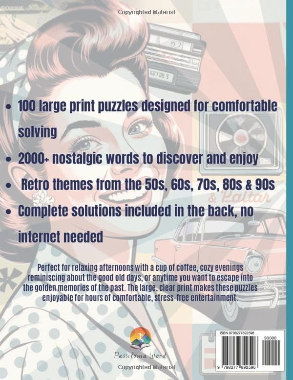 Nostalgic Word Search: Large Print Word Find for Adults & Seniors - Relive the Golden Days of the 50s to 90s, Brain-Boosting Retro Fun for Baby ... Large Print Word Search Collection) by Passiloma Word