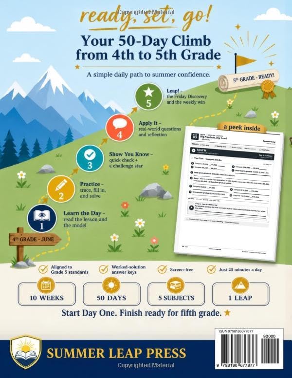 Summer Leap: Entering 5th Grade: A 10-Week Summer Bridge Workbook from 4th to 5th Grade by Summer Leap Press