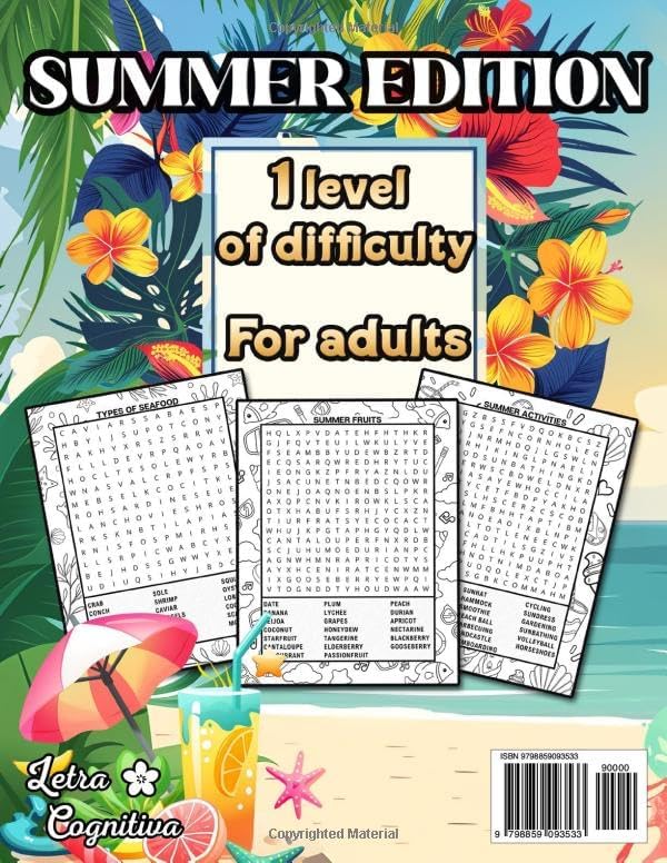 Summer Word Search Large Print: Puzzle Book Featuring 80+ Puzzles and 1600+ Words | An Anxiety Relief Word Search for Adults and Seniors by Letra Cognitiva