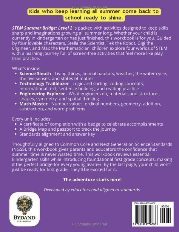 STEM Summer Bridge Level 2: A First Grade Readiness Workbook for Science, Technology, Engineering, and Math by Bydand Publishers