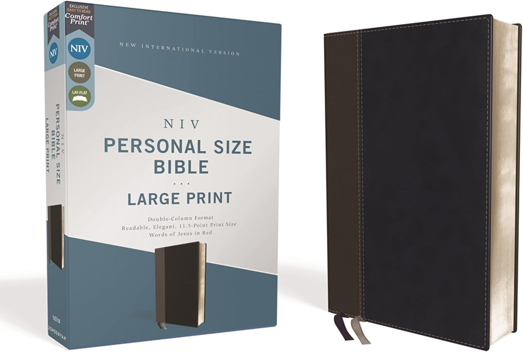 NIV, Personal Size Bible, Large Print, Leathersoft, Black, Red Letter, Comfort Print by Zondervan