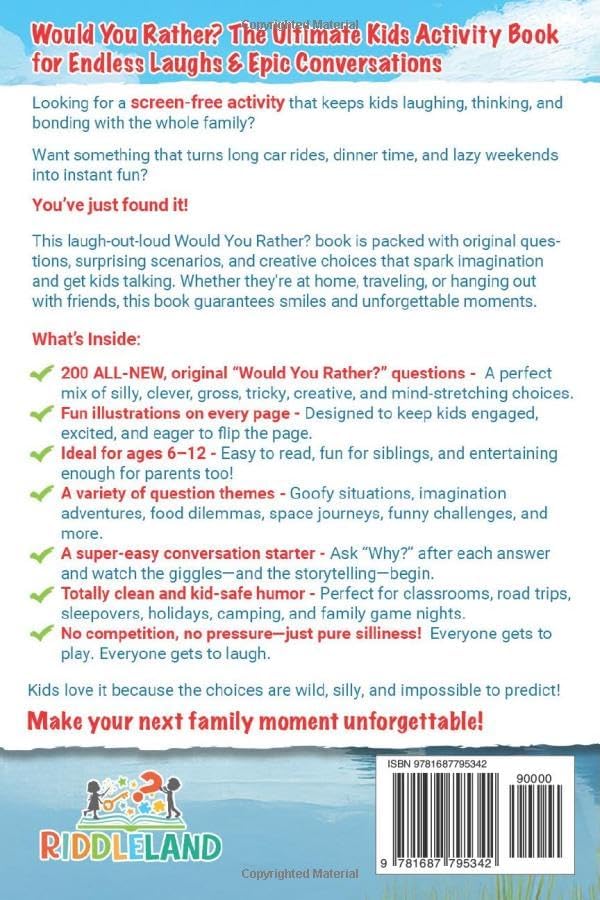 Would You Rather Game Book: For Kids 6-12 Years Old: The Book of Silly Scenarios, Challenging Choices, and Hilarious Situations the Whole Family Will Love (Game Book Gift Ideas) by Riddleland