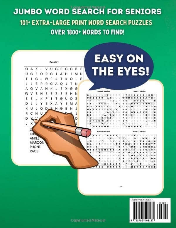 Jumbo Word Search for Seniors: 101+ Find a Word Puzzles (Extra-Large Print) by KRW Media Publishing