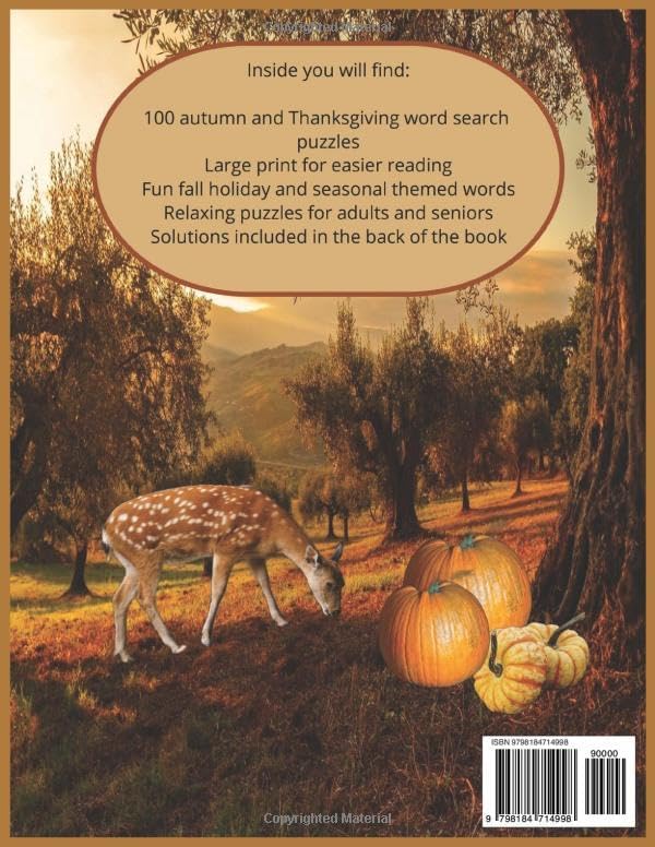 Autumn & Thanksgiving Word Search Puzzle Book: 100 Large Print Puzzles by Brian McClanahan