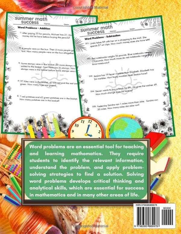 Summer Math Success: 2nd Grade Math Word Problems Workbook: Addition and Subtraction Word Problems for Kids Ages 7-8 with Answers by All Seasons Math