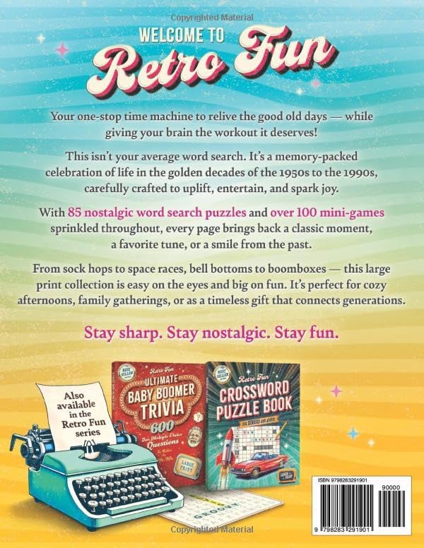 Retro Fun Large Print Word Search Book for Seniors & Adults: Over 200 Nostalgic Puzzles & Mini Games to Boost Memory & Celebrate the 50s–90s (Timeless Gift for Seniors) by Retro Fun