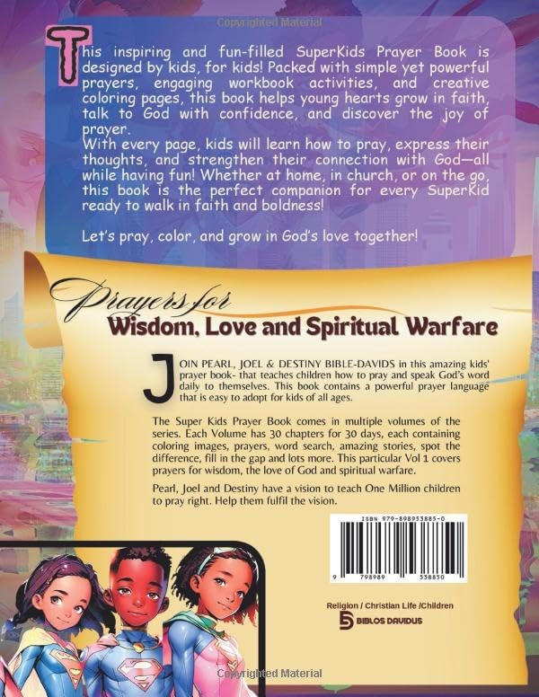 Super Kids Prayer Coloring Book: Month 1 (Super Kids Coloring Daily Devotional) by PJD Bible-Davids