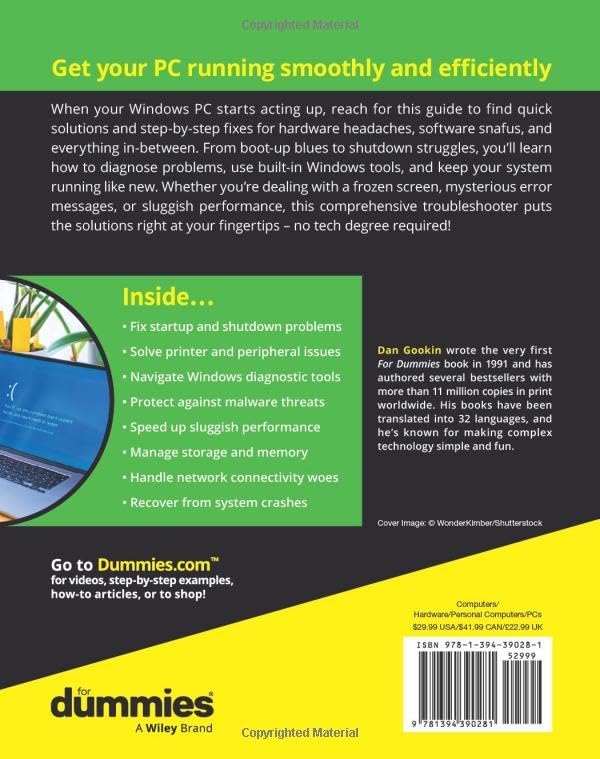 Troubleshooting PCs For Dummies (For Dummies (Computer/Tech)) by Dan Gookin