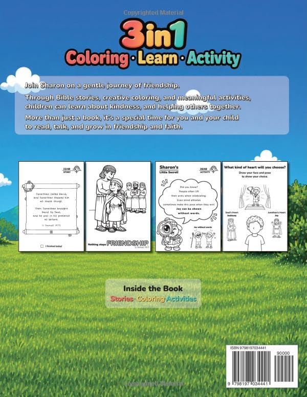 Friendship: David & Jonathan Bible Coloring Book for Kids Ages 4-8: 3-in-1 Coloring, Learning & Activity Book (Sharon’s Bible Adventures) by Enoch Kim