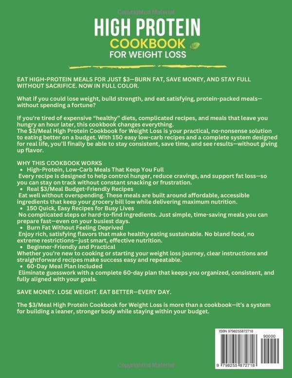 $3/Meal High Protein Cookbook for Weight Loss: 150 Easy Low-Carb Recipes + 60-Day Meal Plan to Burn Fat Without Hunger, Save Time & Eat Healthy on a Budget—Without Giving Up Flavor by Mark L. Landers