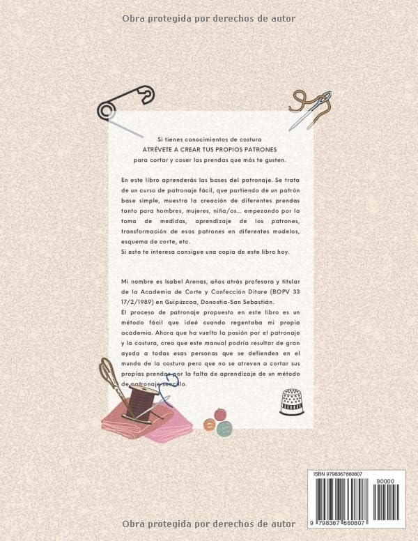 PATRONAJE FÁCIL PARA AMANTES DE LA COSTURA (Spanish Edition) by Isabel Arenas García