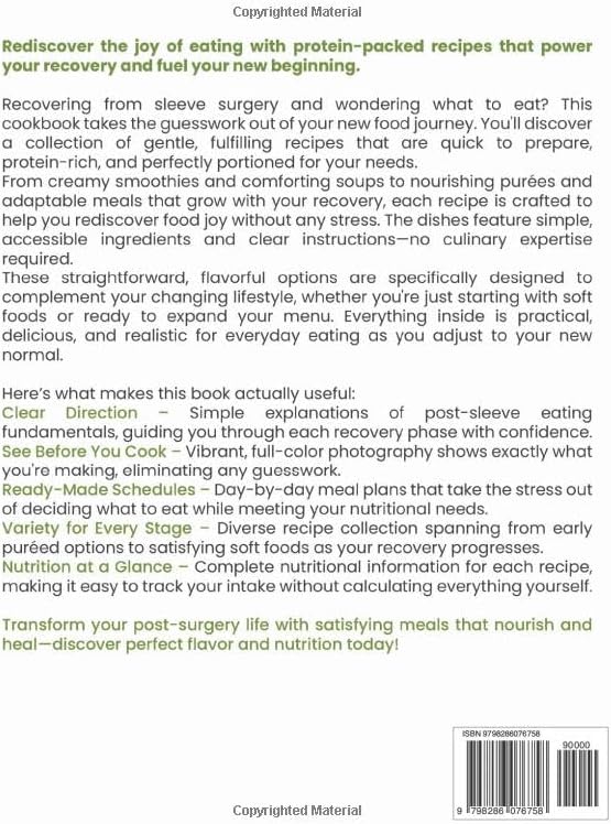 The High-Protein Gastric Sleeve Bariatric Cookbook: Simple and Satisfying Recipes for Post-Surgery Nutrition, Energy, and Lifelong Wellness | Full Color Edition by Mavis S. Guertin