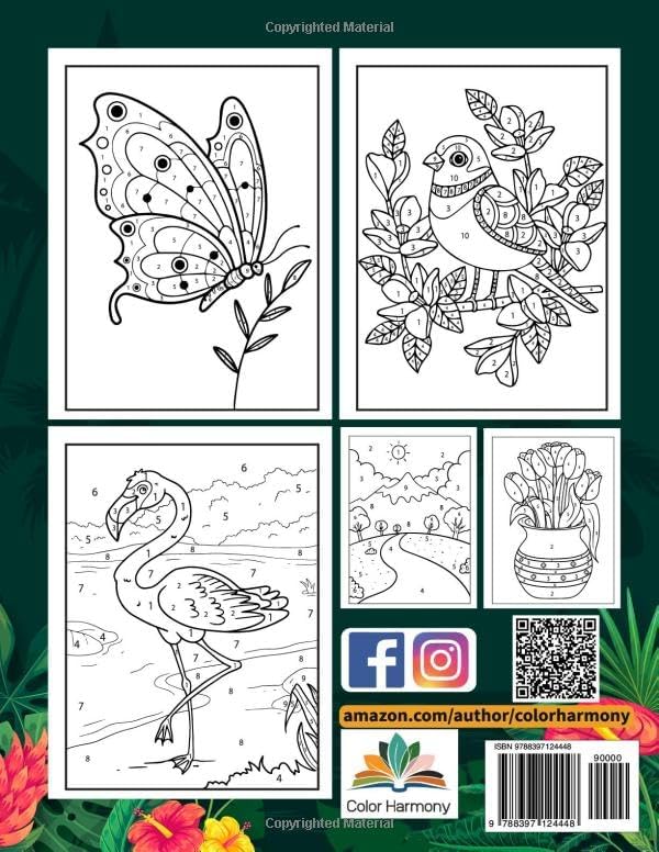 Simple Color by Number Adult Coloring Book: Bold and Easy: Large Print Designs of Flowers, Nature, Landscapes, Animals, Patterns to Enjoy Relaxation and Stress Relief by Color Harmony