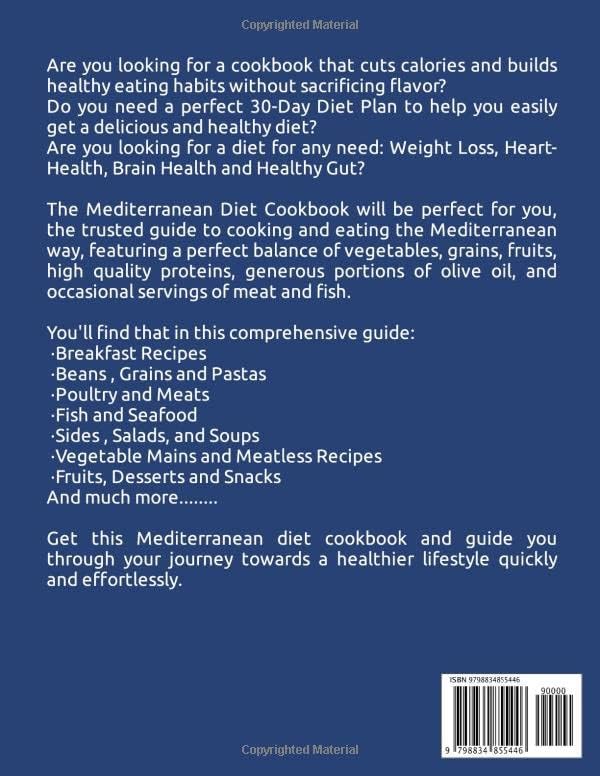 Mediterranean Diet Cookbook For Beginners: 1000 delicious and healthy Mediterranean diet recipes and 30-days meal plans by Cynthia D. Baugh