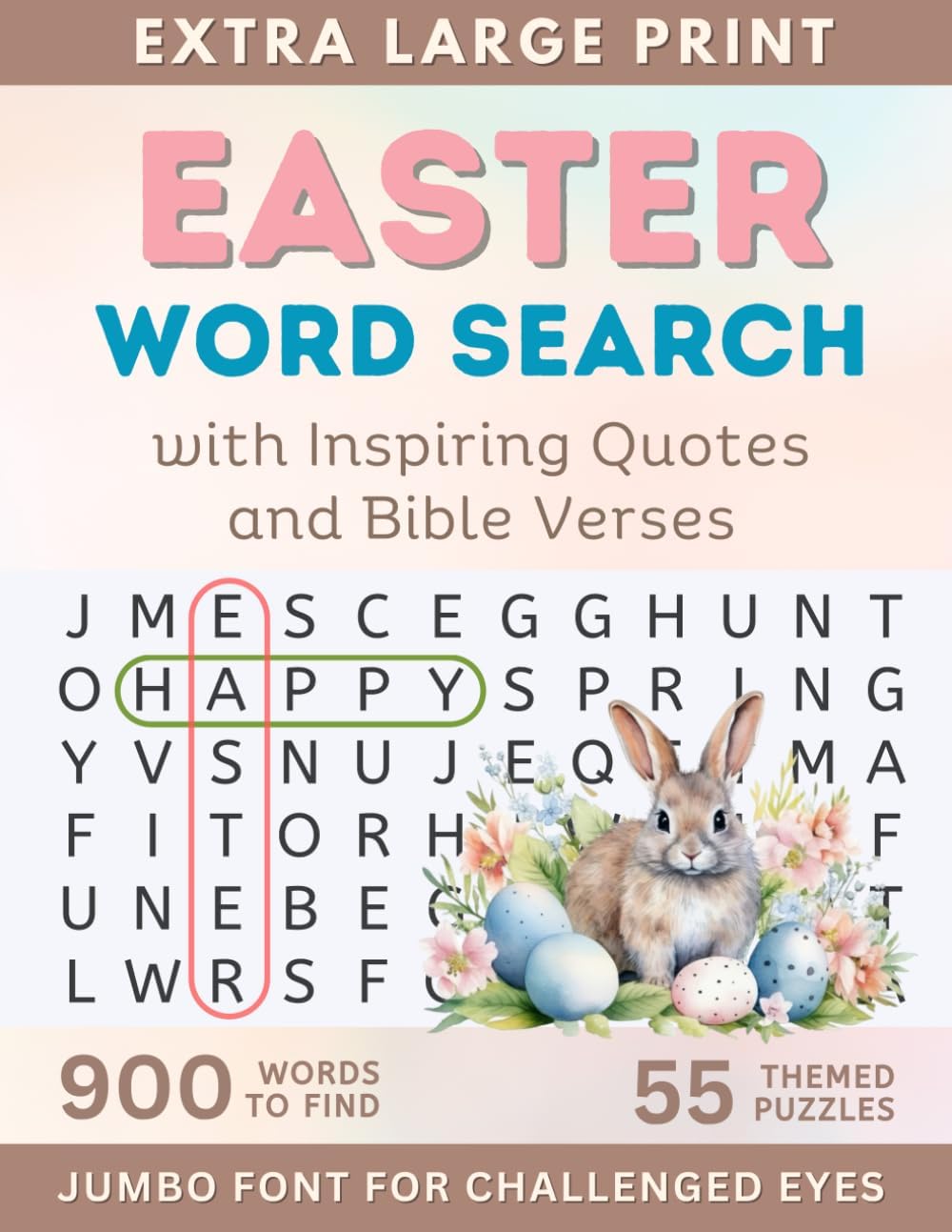 Easter Word Search Extra Large Jumbo Print for Adults & Seniors: Relaxing Word Finds with Bible Verses & Quotes | Christian Activity for Elderly with ... (Jumbo Word Search Puzzle Books for Adults) by Books 'N Roses