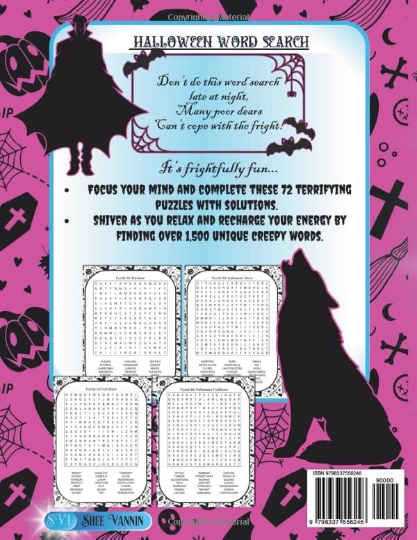 Halloween Word Search Large Print Puzzle Book: 72 Spookily Themed Puzzles - 1500+ Unique Words - For Seniors, Adults and Teens: Fun Frightening Word ... Relief & Relaxation (Word Search Wonders) by Word Search Wonders