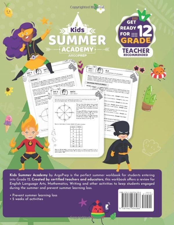 Kids Summer Academy by ArgoPrep - Grades 11-12: 5 Weeks of Math, Reading, Science, Logic, and Fitness | Online Access Included | Prevent Summer Learning Loss by ArgoPrep